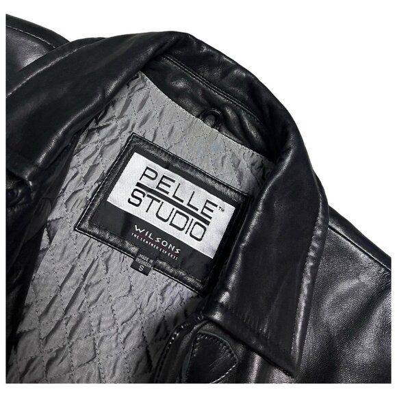 Vintage 2000s GENUINE Pelle Wilson’s Leather Luxury Designer Black Jacket Small - Picture 4 of 5